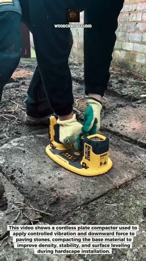 Cordless Plate Compactor Levels Pavers Fast ⚡ #Construction #Tools #Hardscape