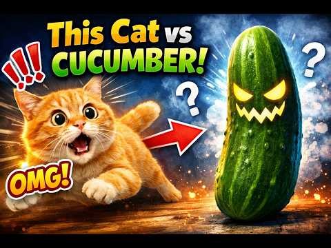 “This Cat Thinks a Cucumber is a Monster!”