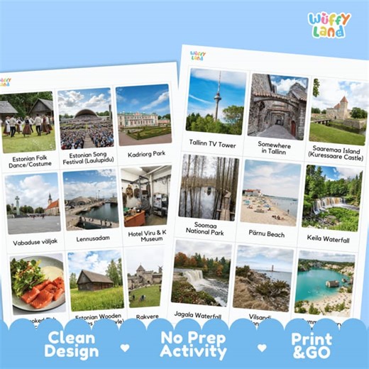 Estonia Landmarks & Culture Flashcards for Kids | Baltic Geography Cards