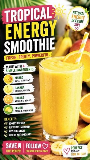 This Tropical Smoothie Is Packed With Natural Energy 🥭🍌🍊