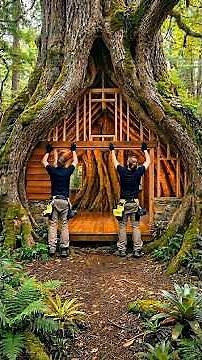 This secret treehouse build is absolutely insane #treehouse #diy #forest