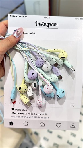 Cute Star & Polka-Dot USB-C Wired Earphones | Pastel Aesthetic Tech