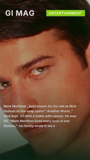 Mark Mortimer, ‘Another World’ Soap Opera Star, Dies at 59 #shorts