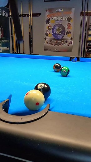 INSANE backspin jump for the win ⚪️🎱 #trick #trickshot #billiards | Jordan Poolstriker Trickshots Moreira