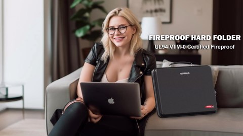 Fireproof File Organizer, Expanding File Folder with 13 Pockets, Portable Fireproof Document Box Hard-Shell Document Organizer Storage for Documents Laptop Passports Cards Blue