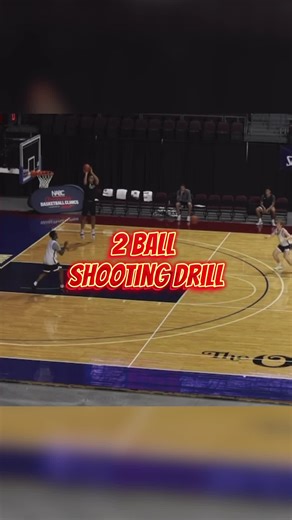 2-Ball Shooting Drill: Make 20 shots as a team. Objective: Enhance shooting accuracy, passing precision, and rebounding fundamentals at game speed. Setup: 1. Players: One shooter, one passer, and one rebounder. 2. Court Setup: Utilize a basketball court, starting with the shooter positioned at mid-range in either corner. Drill Execution: 1. Shooter’s Rotation: - Mid-Range Start: Shooter begins at mid-range, ready to receive the first pass. - Perimeter Movement: Shooter moves around the perimeter