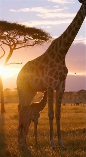 Cute Animals: Baby Giraffe Nursing its Mother - Very Cute