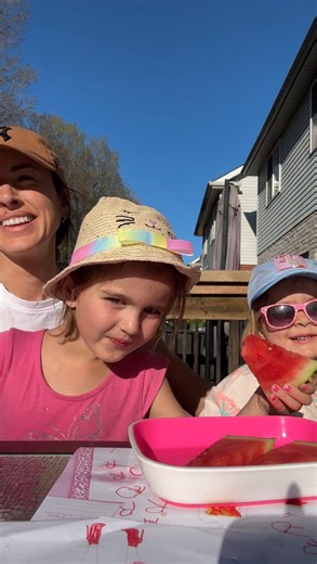 66K views · 1K reactions | Captured this little moment yesterday on the deck and my heart was a puddle 﫶 We sat out for a few hours doing crafts, practicing letters, eating watermelon. I try to find the good in winter but SUNNY AND WARM WINS sorry not sorry x . . #motherhood | Karalea Pior | Facebook