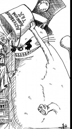 Overweight Cat with Dollar Signs for Eyes