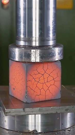 Burning Metal Cube Vs Hydraulic Press 🤯