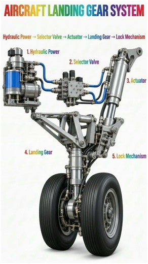 Aircraft Landing Gear System Explained | Hydraulic Power to Lock Mechanism Breakdown #shorts