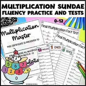 Multiplication Sundae Fluency Practice, Tests, Tracker for 3rd, 4th, 5th grade