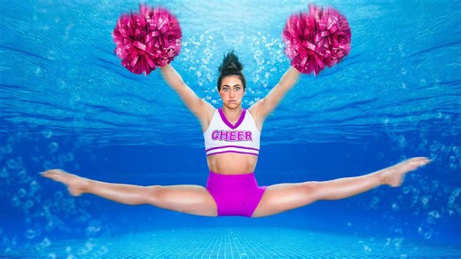 Underwater cheerleading skills challenge