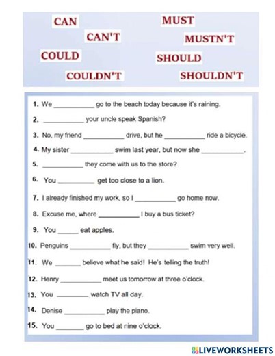 Modal verbs online exercise for pre-intermediate