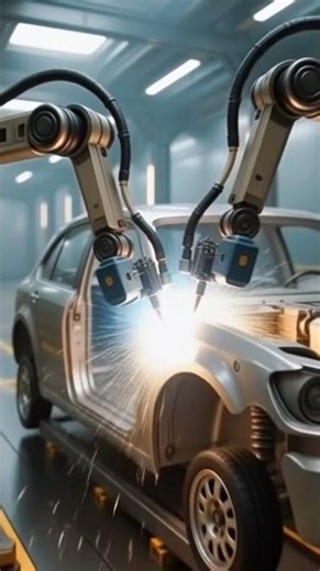 Robots Assembling a Futuristic Electric Car from 0% to 100% | Shorts