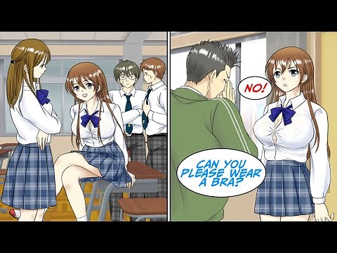 For some reason, this girl comes to school on Mondays with no bra... [Manga Dub]