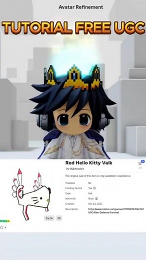 [FREE UGC] Roblox FREE UGC LIMITED HOW TO GET Red Hello Kitty Valk in Alien Defense Survival