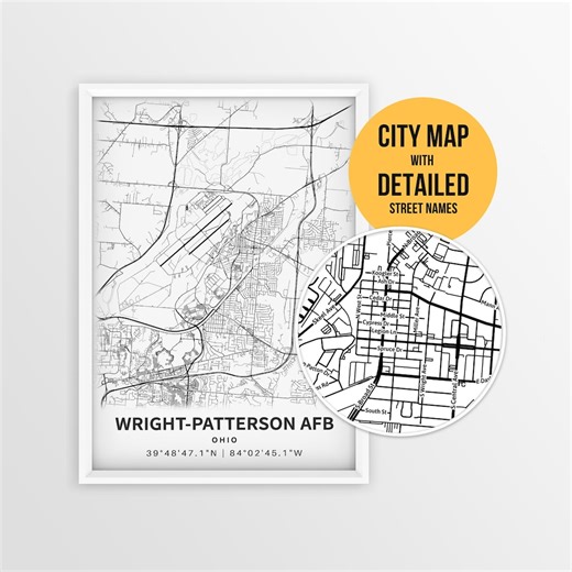 Wright-patterson AFB Map Poster, Ohio Military Base Map With Street Names (instant Download) - Etsy