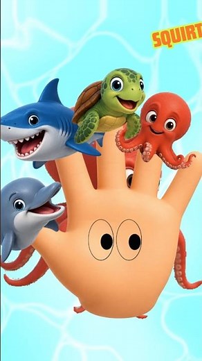 Animals Finger Family Song🖐️ Dolphin Shark Sea Turtle Octopus Whale🌊 Learn Sea Animal Sounds Actions