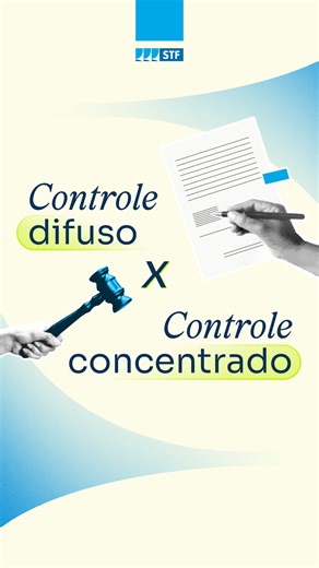 Você sabe diferenciar controle difuso e controle concentrado? 👀 Neste vídeo, explicamos de forma simples como funciona o controle de constitucionalidade no Brasil ✍🏾⚖️ #PraTodosVerem: contém descrição da imagem - Vídeo vertical, legendado, com trilha sonora e ilustrações, explicando o conceito de controle de constitucionalidade e a diferença entre controle difuso e controle concentrado #Acessibilidade #PraCegoVer | STF - Supremo Tribunal Federal