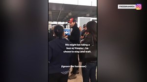 Real-life hero Keanu Reeves helps stranded passengers at airport