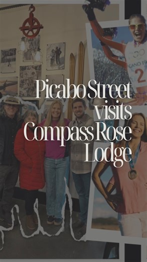 Look who brought the snow ❄️ Thanks @picabostreet for stopping by and saying hi, an Olympic gold medalist in our midst 🥇 Loved having you check out our ski memorabilia and the observatory! Come back anytime 🫶 | Compass Rose Lodge