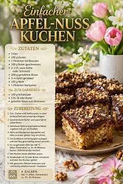 Einfacher Apfel-Nuss Kuchen 🍏✨#lecker