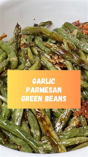 Garlic Parmesan Green Beans Ingredients: * 1 pound (450 g) fresh green beans, washed and trimmed (stringless, if possible) * 1/2 cup unsalted butter, softened * 6 large garlic cloves, minced * 1 teaspoon salt * 1 teaspoon black pepper (adjust to taste) * 1 tablespoon Italian seasoning * 1 cup freshly grated Parmesan cheese. Directions: 1. Preheat your oven to 400°F (200°C). 2. In a large bowl, mix green beans with butter, garlic, Parmesan, salt, pepper, and Italian seasoning until evenly coated.