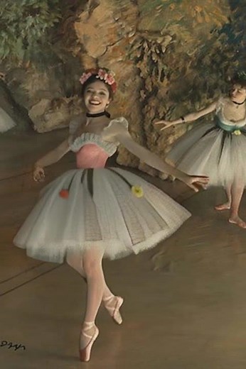 笑う名画❤舞台の二人の踊り子(エドガー・ドガ作) #art #dance