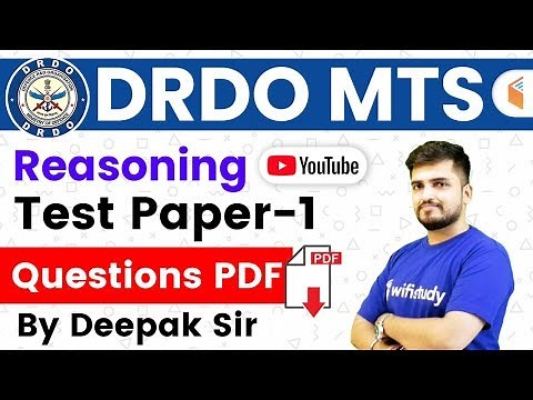 DRDO MTS 2020 | Reasoning By Deepak Sir | Practice Set -1