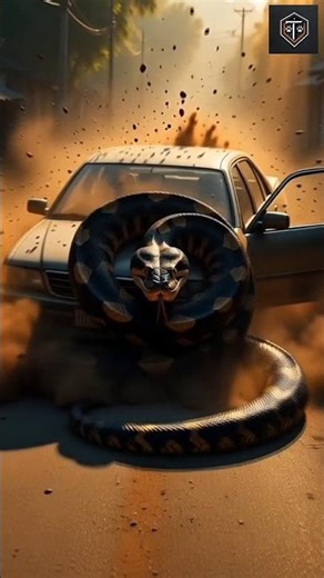 Giant Python Attacks Car in Village! 🐍💥 | #wildlife #shorts #explore #wildanimals #attack