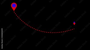 Continuous one line drawing of path with map location pointers. Single line drawing route or way with map pin. technology background. Stock Video