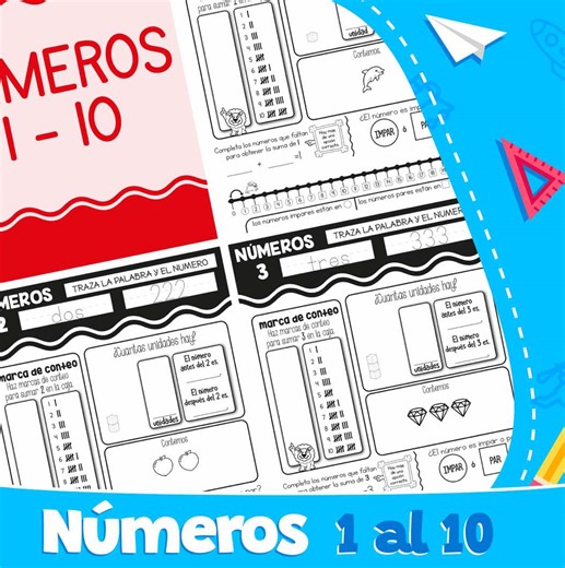 Hojas de Trabajo Interactivas para Números 1-10