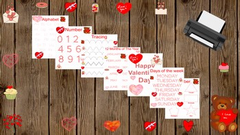 Valentine’s Day Preschool Worksheets Bundle | Tracing, Days of the Week, Months,