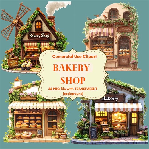 Bakery Shop Clipart Bundle PNG, Transparent Background, Commercial Use Digital Download - Etsy