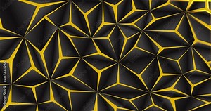 Abstract polygon geometric texture animation Golden gradient black background with golden loops 4K FullHD seamless