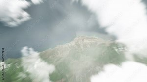 Earth zoom in from space to Catia La Mar, Venezuela. Followed by zoom out through clouds and atmosphere into space. Satellite view. Travel intro. Images from NASA