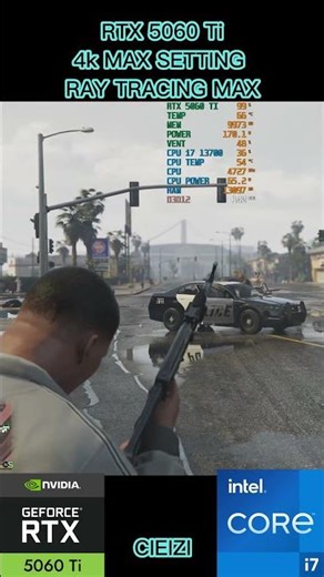 RTX 5060 Ti 16GB - GTA V - MAX SETTING 4K - RAY TRACING ON MAX - DLSS ON