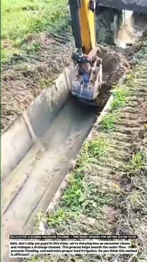 Excavator Cleaning Drainage Channel – Precision Digging for Better Water Flow.