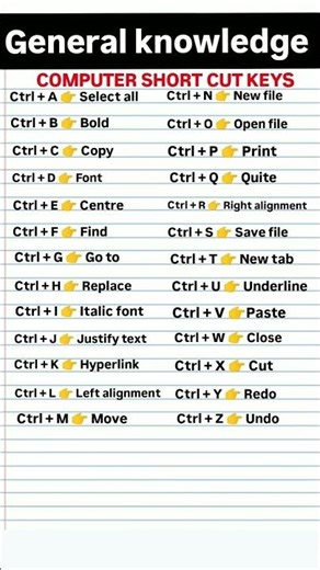 short cut keys of computer 💯