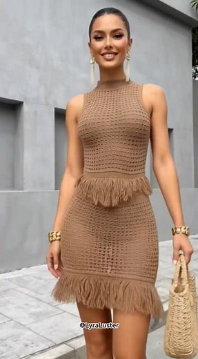 Effortless Crochet Elegance ✨ Stunning Fringe Mini Skirt Outfit #ootd #outfitideas #summeroutfit