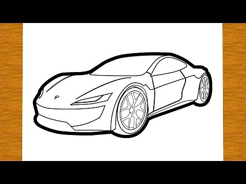 COMMENT DESSINER UNE VOITURE TESLA ROADSTER | Dessins faciles