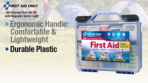 First Aid Only All-Purpose First Aid Kit with Magnetic Flashlight, 290 Pieces Per Kit 91398