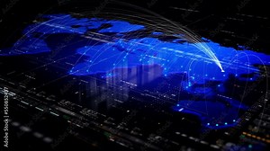 Global connectivity from Beijing, China to other major cities around the world. Technology and network connection, trading and traveling concept. Stock Video