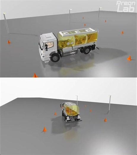 Tanker Truck Sloshing Dynamics through a Curved Trajectory in PreonLab