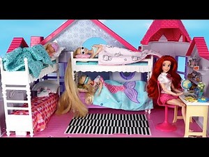 Barbie Rapunzel Bunkbedroom School Morning Routine with Frozen Elsa