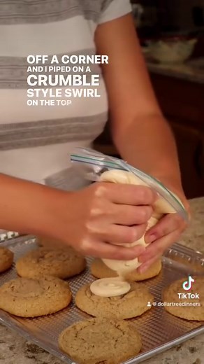 I made Caramel Apple Crumbl cookies from only Dollar Tree ingredients and they came out AMAZING! 🍪🍎 This is video 2 of 2. These copycat cookies are a real surprise and perfect for those who love apples. The secret ingredient is some freeze-dried apple pieces that give it plenty of apple flavor! If you’d like to see all of the Crumbl-style cookies I made, check out my YouTube channel by clicking the link in my bio. #DTD #DollarTreeDinners #DollarTree #TheRealDollarTreeDinnersLady #CrumblCopyCat