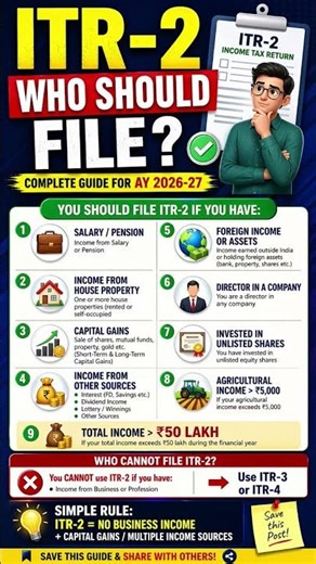 👉 ITR-2 Filing Guide 2026 | Who Should File? Full Details Explained