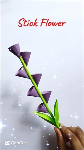 DIY Stick Flower 💐 | Easy Paper Flower #diy #flowers #shorts