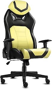 Modern-Depo Ergonomic Gaming Chairs for Adults with High-Density Memory Foam | Swivel Comfortable Office Chair, Big and Tall Video Game Chair, High Back Computer Chair for Home, Office, Yellow Black
